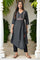 Black Thread Embroidery A-line Kurta and Slim Pant Set