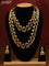 Antique bridal set chandbali design with pink kemp & cz stones and pearl hangings