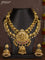Antique triple layer necklace lakshmi design with jadau stones and golden beads hanging