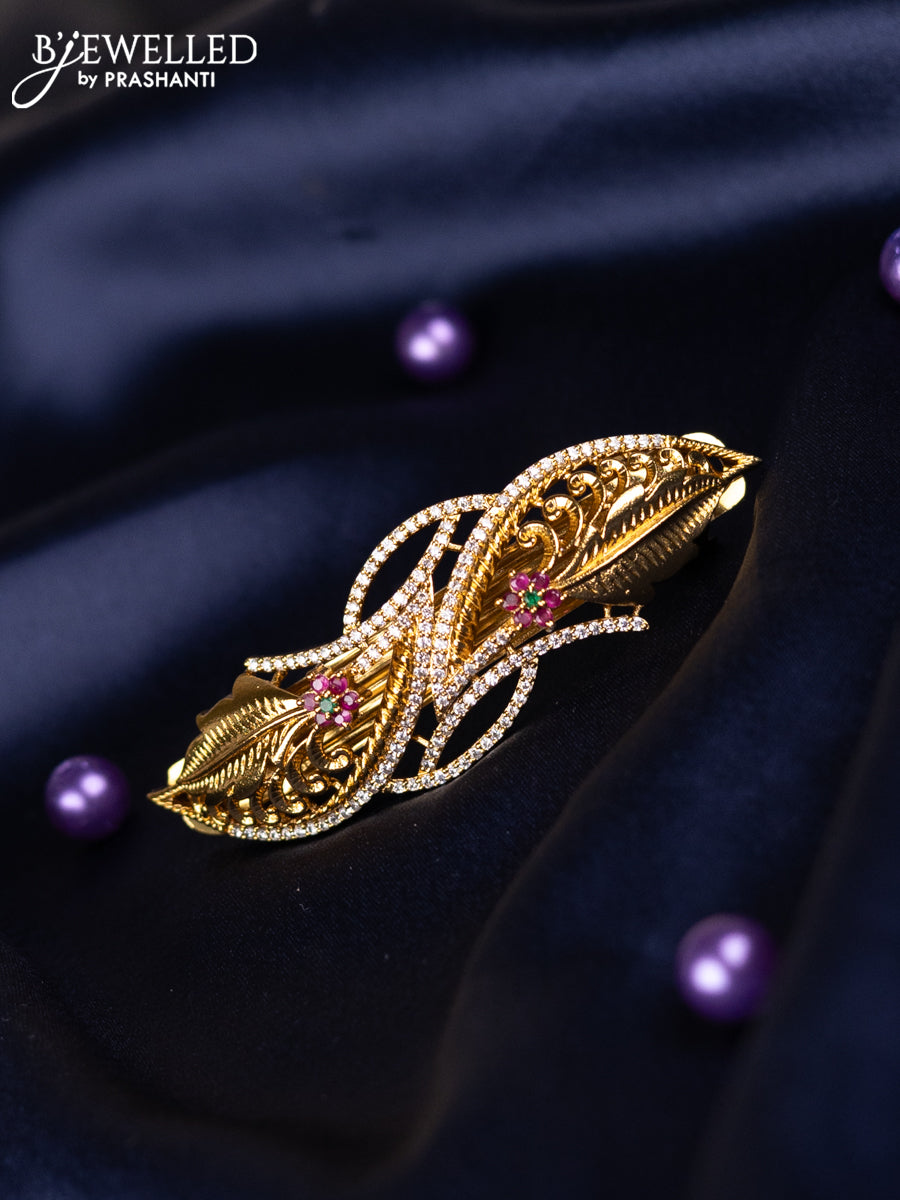 Antique hair clips medium size with kemp and cz stones