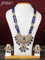 Beaded double layer blue haram with sapphire & kundan cz stones and pearl & beads hangings in victorian finish
