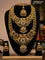 Antique combo set peacock design with jadau kundan stones and pearl & golden beads hanging
