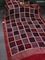 Chanderi silk cotton saree sandal jamun shade and red with allover geometric prints and banarasi style border