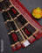 Chanderi silk cotton saree black sandal and kumkum red with allover geometric prints & mirror work and woven border