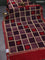 Chanderi silk cotton saree sandal wine shade and kumkum red with allover geometric prints & mirror work and woven border