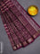 Chanderi silk cotton saree purple with allover geometric prints & mirror work and woven border