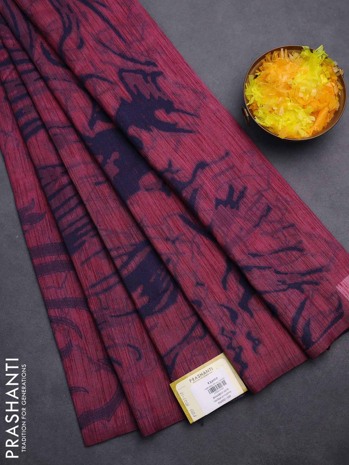 Banarasi semi matka saree maroon shade with allover thread weaves in borderless style