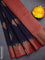 Banarasi semi matka saree navy blue and red with thread & zari woven floral buttas and banarastyle border
