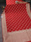 Banarasi semi katan silk saree red with zari woven buttas and zari woven border