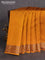 Chiniya silk saree dark mustard with plain body and woven border