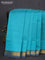 10 Yards silk cotton saree teal blue and wine shade with plain body and paisley zari woven border