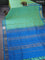 10 Yards silk cotton saree teal green and cs blue with zari woven buttas and zari woven border