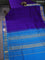 10 Yards silk cotton saree blue and cs blue with allover self emboss jacquard and zari woven border
