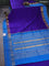 10 Yards silk cotton saree blue and cs blue with plain body and zari woven korvai border