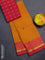 Chettinad cotton saree mustard yellow and pink with thread woven buttas and thread woven zari simple border