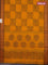 Chettinad cotton saree mango yellow and brown with allover block prints and thread woven border