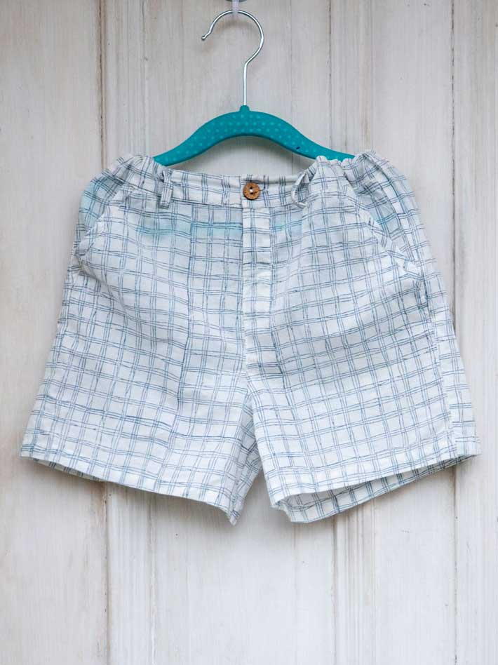 Checkmate Grey Block Printed Cotton Shorts