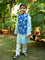 Set of 3 - Blue Sky Block Printed Kurta With Jacket