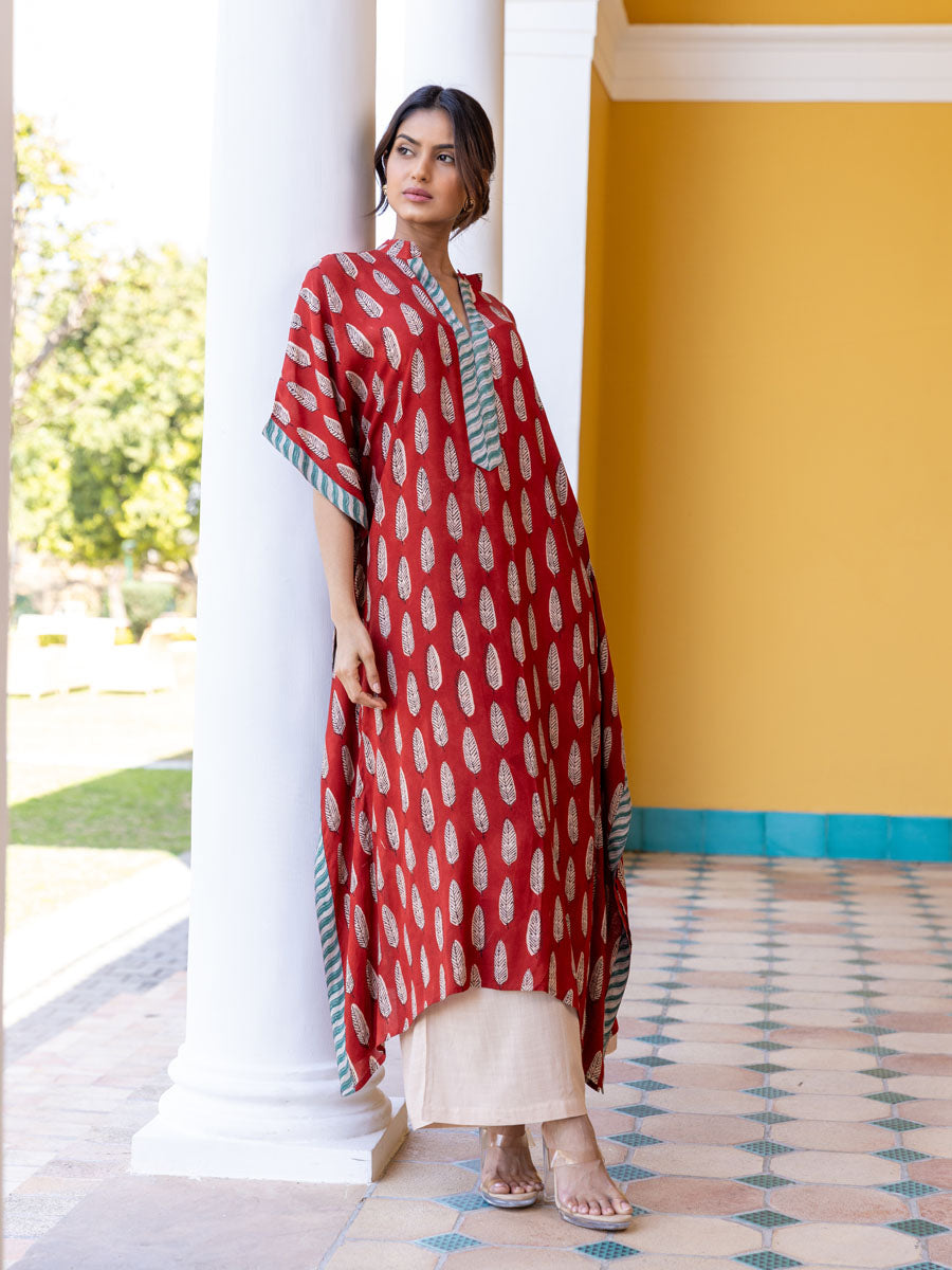 Durga Block Printed Kaftan Kurta