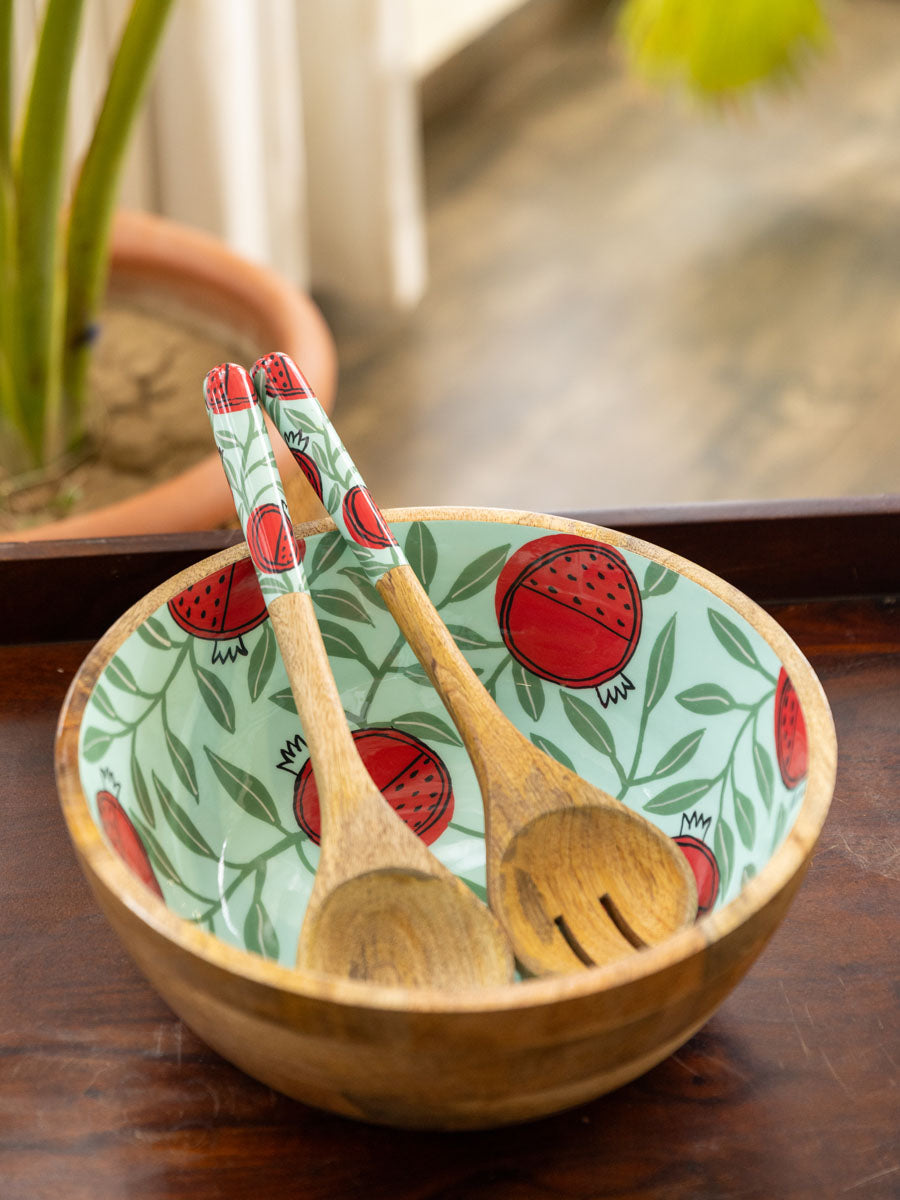 Set of 3 - Chambal Salad Bowl With Serving Spoons