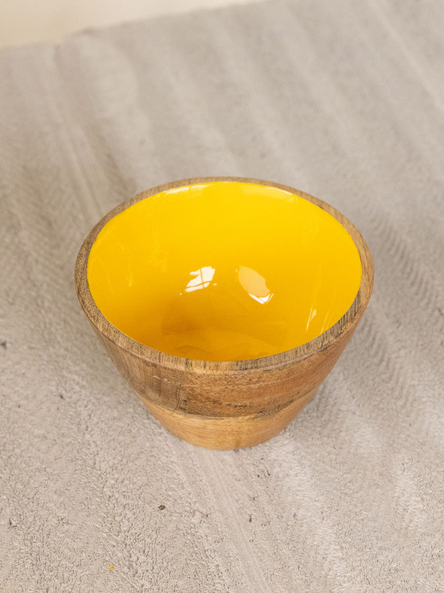 Yellow Wooden Snack and Fruit Bowl