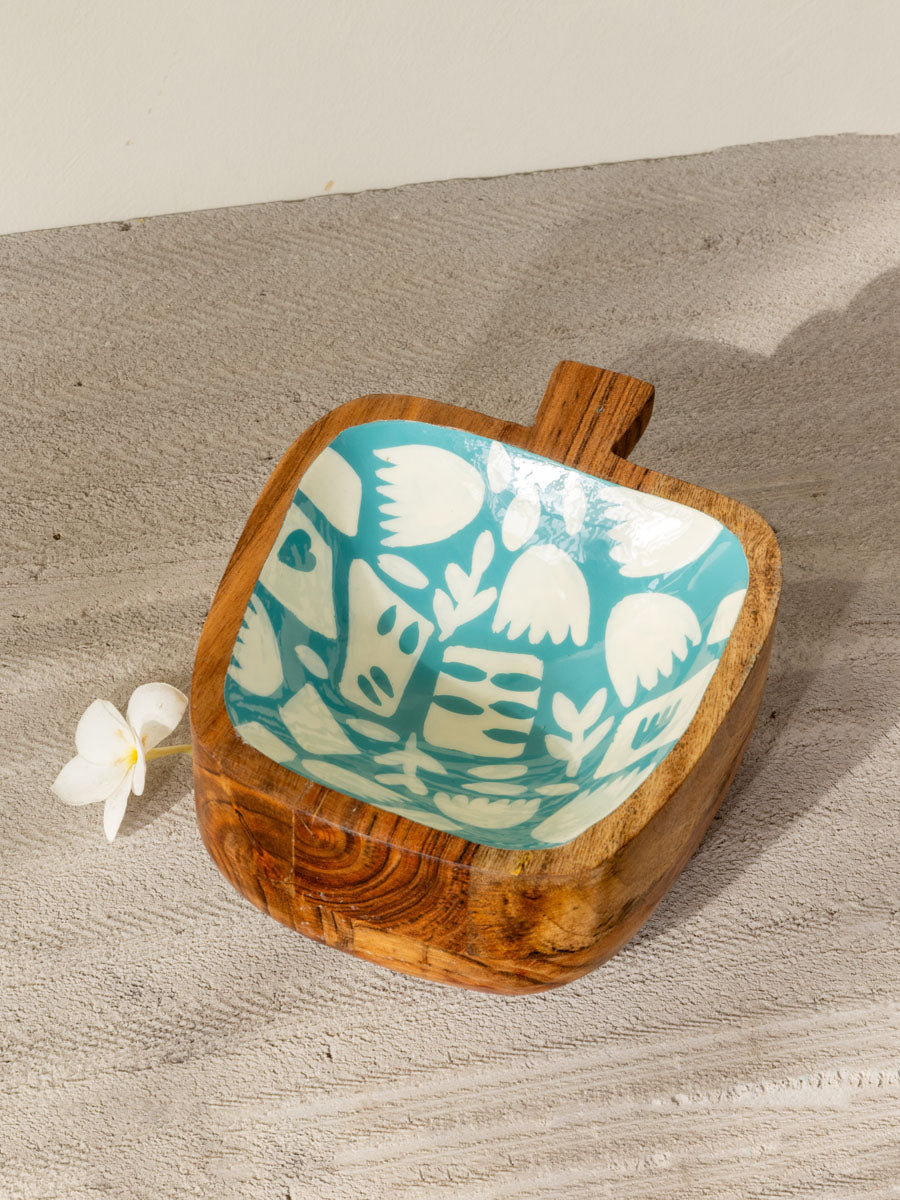Turquoise Bliss Wooden Bowl