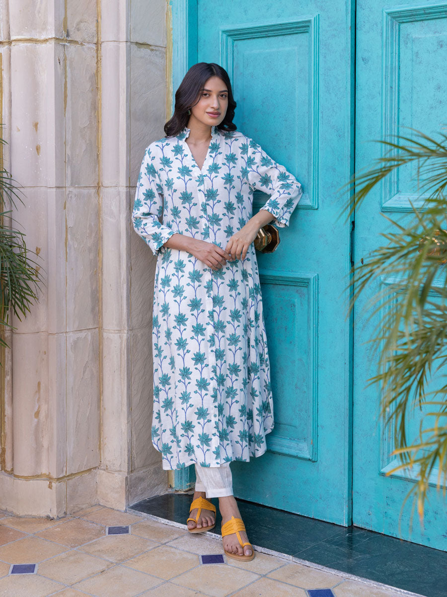 Set of 2 - Dhwani Block Printed Kurta and Lantern Pants