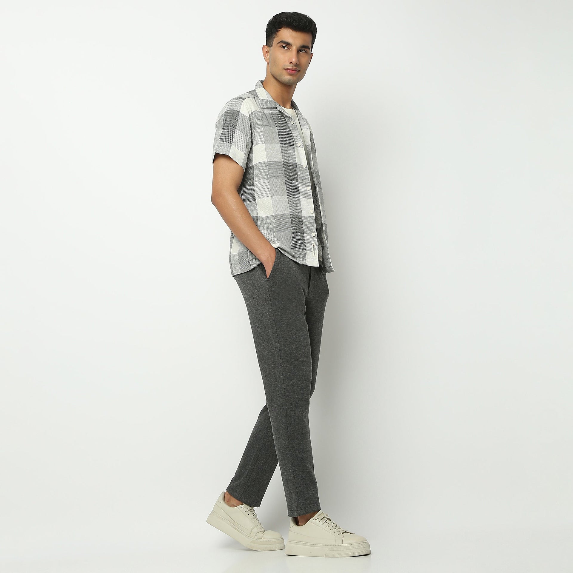 Camp Collar Half Sleeve Checkered Mood Shirt