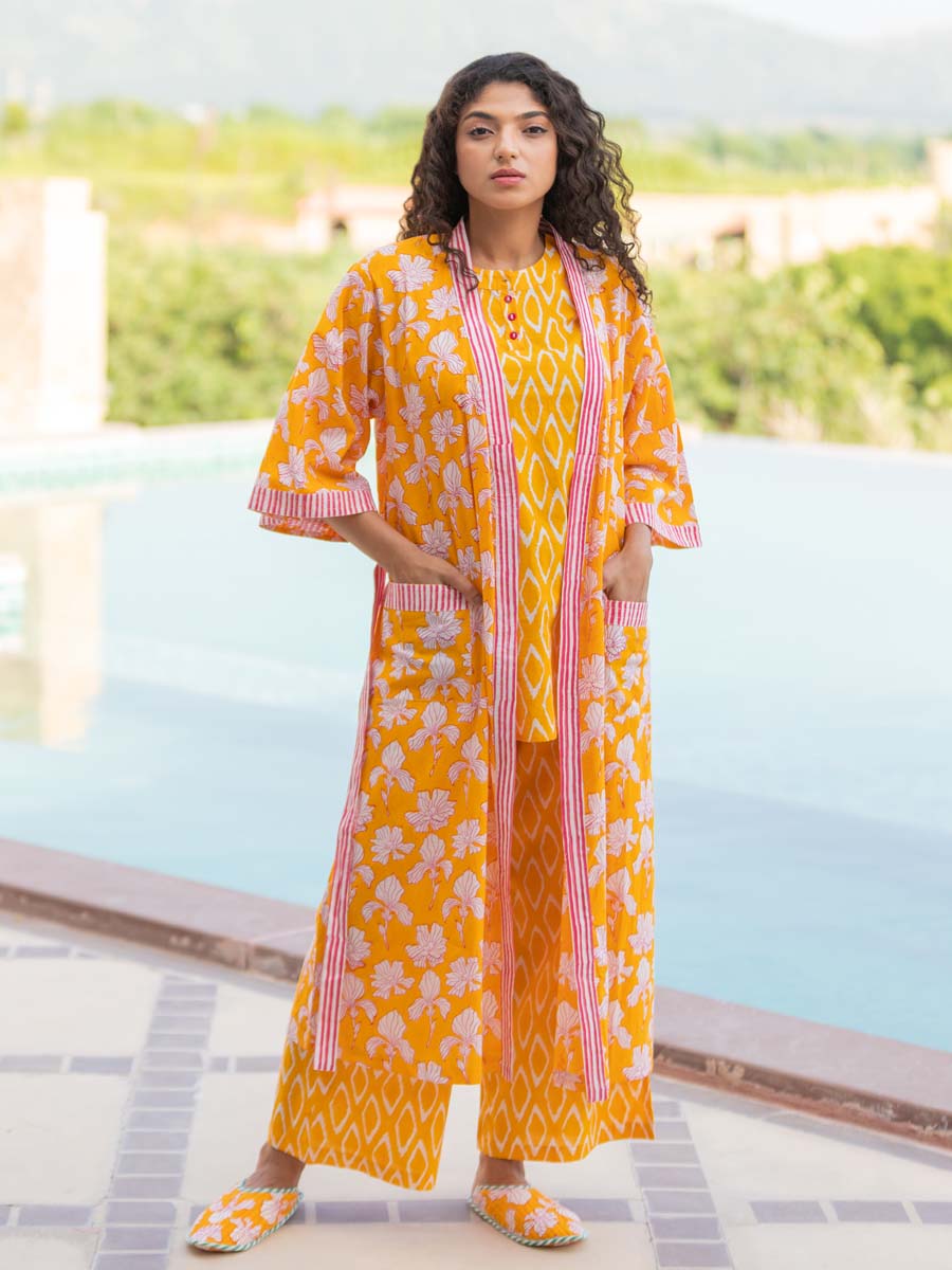 Snuggle Cotton Block Printed Kimono/Robe