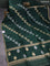 Banarasi organza silk saree bottle green with silver & gold zari weaves and zari woven piping border