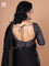 Black Satin Crepe readymade saree with readymade ajrakh printed blouse