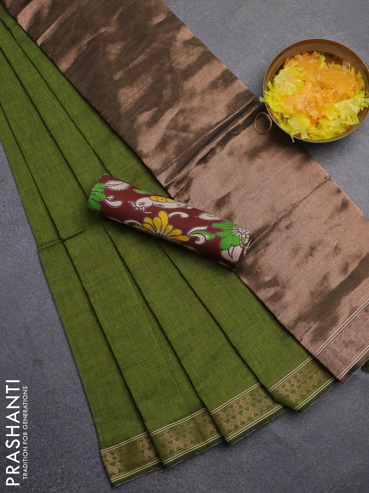 Bengal soft cotton saree sap green and deep maroon with plain body and zari woven border