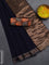 Bengal soft cotton saree navy blue and brown with plain body and zari woven border