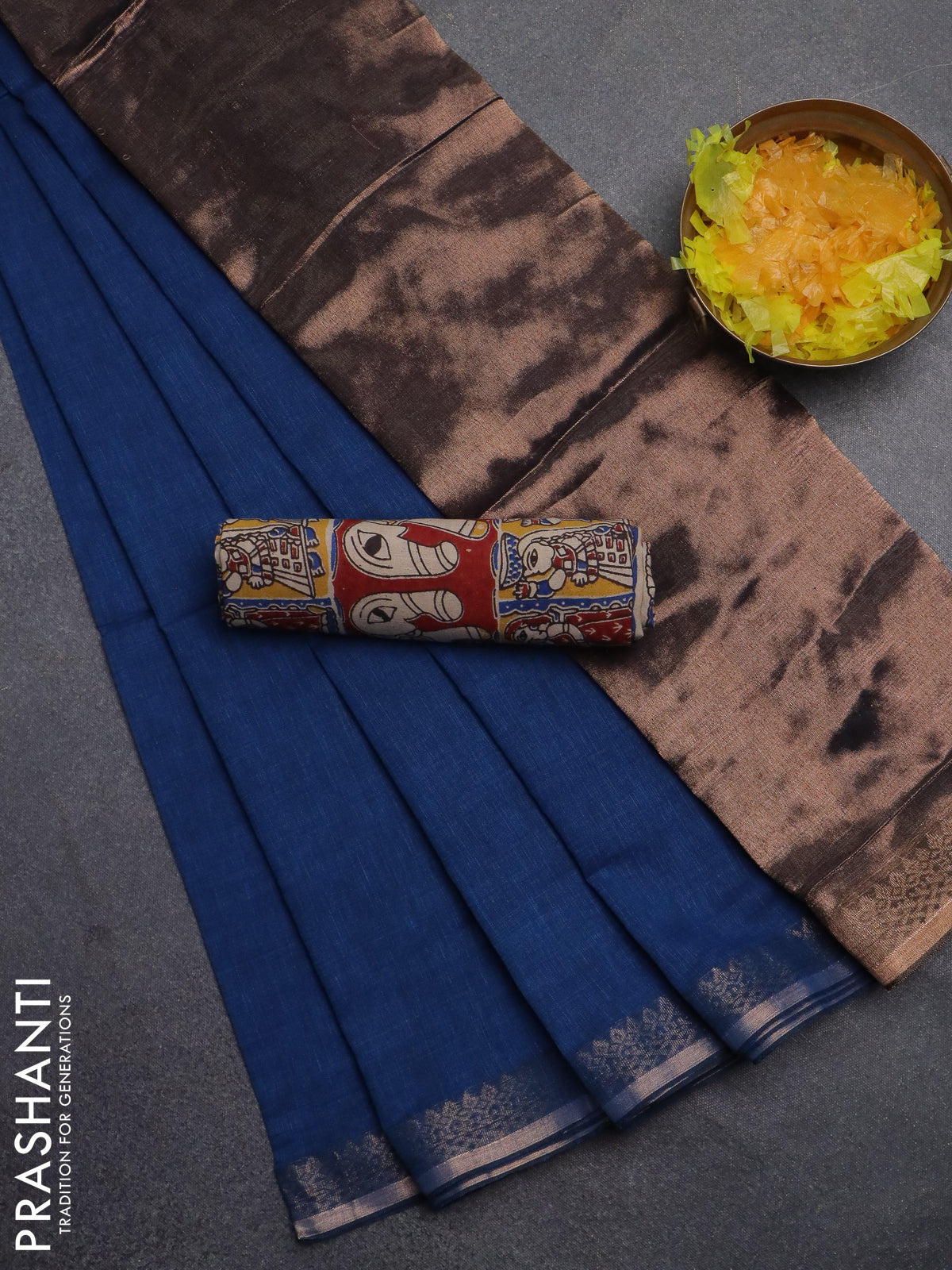 Bengal soft cotton saree cs blue and maroon yellow with plain body and zari woven border