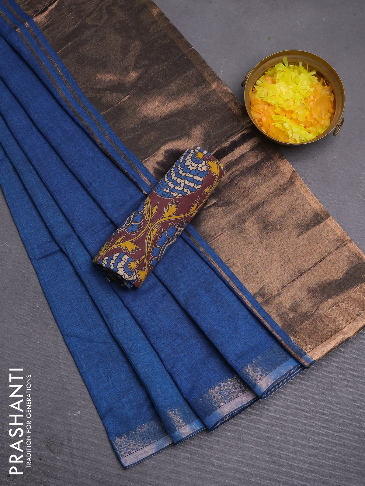 Bengal soft cotton saree cs blue and deep maoon with plain body and zari woven border