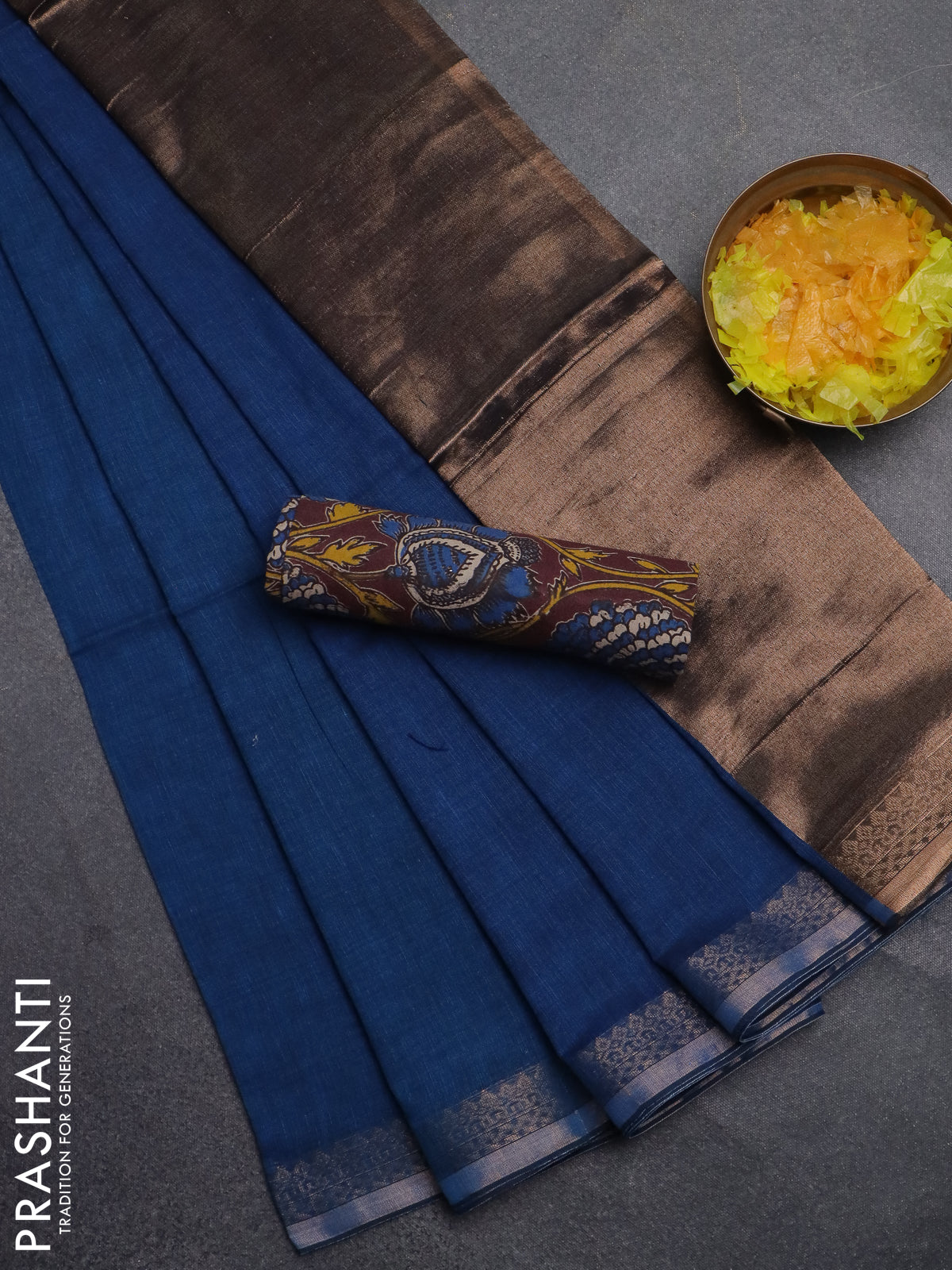 Bengal soft cotton saree peacock blue and maroon with plain body and zari woven border