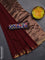 Bengal soft cotton saree maroon and blue with plain body and zari woven border