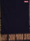 Bengal soft cotton saree navy blue and dark mustard with plain body and zari woven border