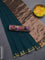 Bengal soft cotton saree peacock green and mustard yellow with plain body and zari woven border