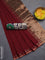 Bengal soft cotton saree maroon and blue with plain body and zari woven border