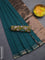 Bengal soft cotton saree teal green and light green with plain body and zari woven border