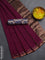 Bengal soft cotton saree purple and beige blue with plain body and zari woven border