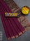 Bengal soft cotton saree dark magenta pink and yellow with plain body and zari woven border