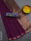 Bengal soft cotton saree purple and blue with plain body and zari woven border
