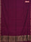 Bengal soft cotton saree dark magenta pink and blue with plain body and zari woven border