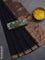 Bengal soft cotton saree black and green with plain body and zari woven border