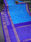 Pochampally silk saree cs blue and blue with allover ikat weaves and long zari woven ikat border