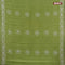 Batik cotton saree light green with allover sequin work & batik butta prints and printed lace work border