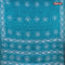 Batik cotton saree teal blue with allover sequin work & batik butta prints and printed lace work border