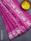 Batik cotton saree mauve pink with allover sequin work & batik butta prints and printed lace work border